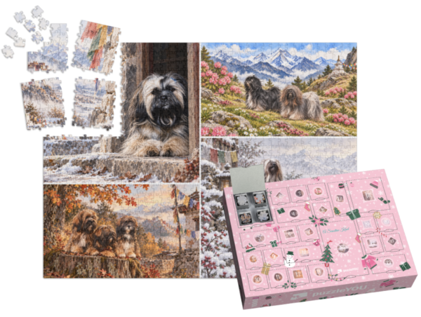 Puzzle-Adventskalender „Lhasa Apso · Four Seasons“